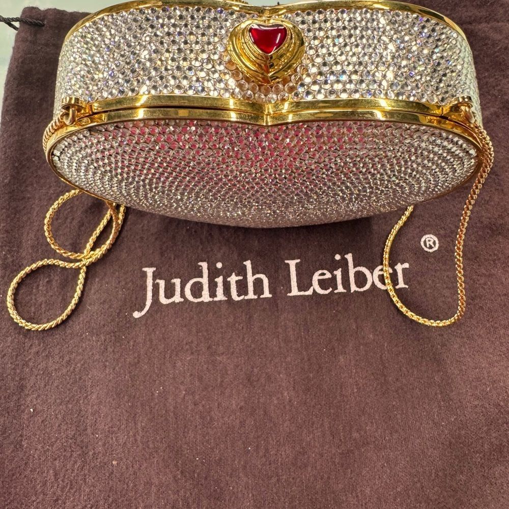 Judith Leiber Swarovski Crystal Heart Soul Wedding Clutch Shoulder Bag